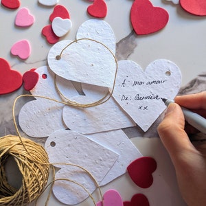 Étiquettes-cadeaux en forme de coeur à planter, étiquette-cadeau de vacances de Saint-Valentin, étiquettes-cadeaux de fleurs sauvages
