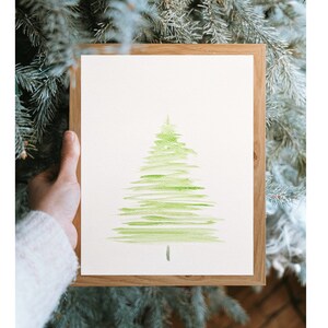 Pittura ad acquerello di pino, arte originale, fatta a mano, regalo, arredamento della camera, carta riciclata, arredamento per la casa, arte dell'albero metallico