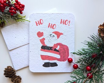 Santa clause with gift bag on plantable paper or watercolor white paper, worn out borders