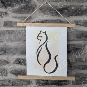Aquarel kat, decor, originele kunst, met de hand gemaakt, cadeau, kinderkamer, gerecycled papier