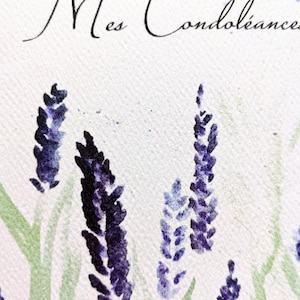 Sympathy card, watercolor lavender flowers on plantable seed paper or watercolor white paper, condolence card, my sympathies image 7