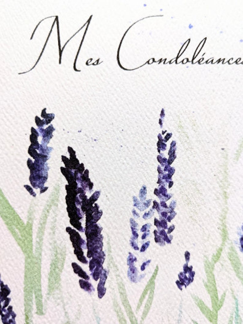 Sympathy card, watercolor lavender flowers on plantable seed paper or watercolor white paper, condolence card, my sympathies image 7