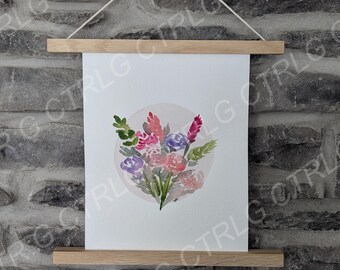 Flower bouquet watercolor painting, original art, made by hand, home gift, home decor, plant wall art decor