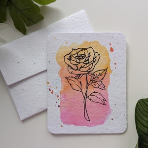 Rosier sauvage sur papier à planter ou papier blanc aquarelle, bordures usées