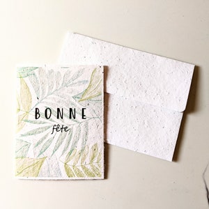 Enveloppe de carte à planter, graines de fleurs sauvages, carte d'anniversaire, plantes sauvages au crayon sur papier graine blanc, carte de voeux de joyeux anniversaire