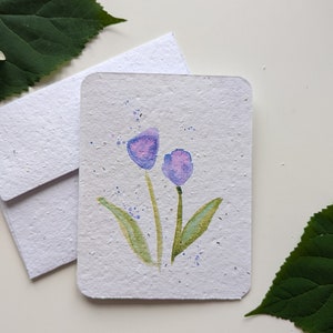 Tulipes aquarelles sur papier à planter ou papier blanc aquarelle, bordures usées