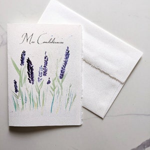 Sympathy card, watercolor lavender flowers on plantable seed paper or watercolor white paper, condolence card, my sympathies image 6