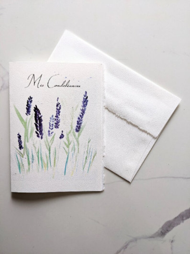 Sympathy card, watercolor lavender flowers on plantable seed paper or watercolor white paper, condolence card, my sympathies image 6