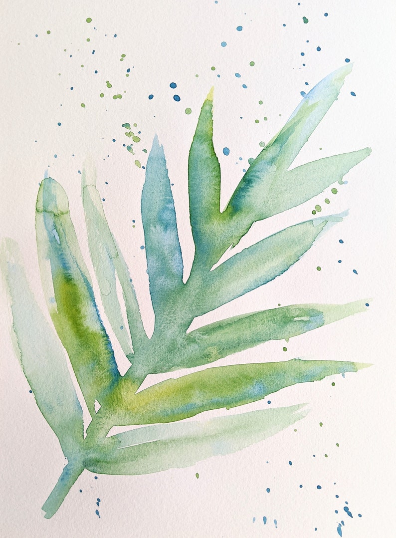 Watercolor Painting of Summer Green Leaf Wall Art Home | Etsy