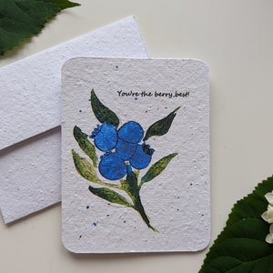 Carte de jeu de mots myrtille amusante, vous êtes le meilleur sur du papier à planter ou du papier blanc aquarelle, bordures usées