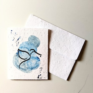 Enveloppe pour carte à planter, graines de fleurs sauvages, colibri aquarelle sur papier graine blanc, carte d'anniversaire, carte d'amitié, carte de remerciement