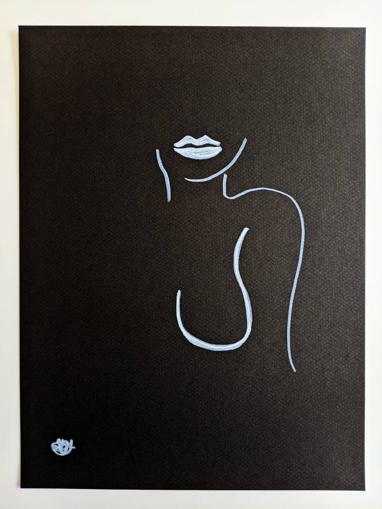 Nude Women Boob Lips White Marker Drawing of Nude Women - Etsy