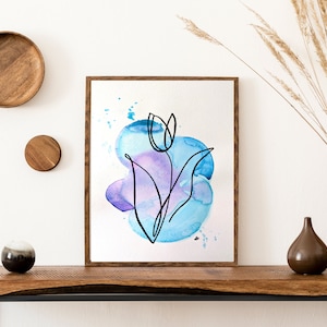 Peinture aquarelle fleur de tulipe, décor, art original, faite à la main, cadeau, papier recyclé