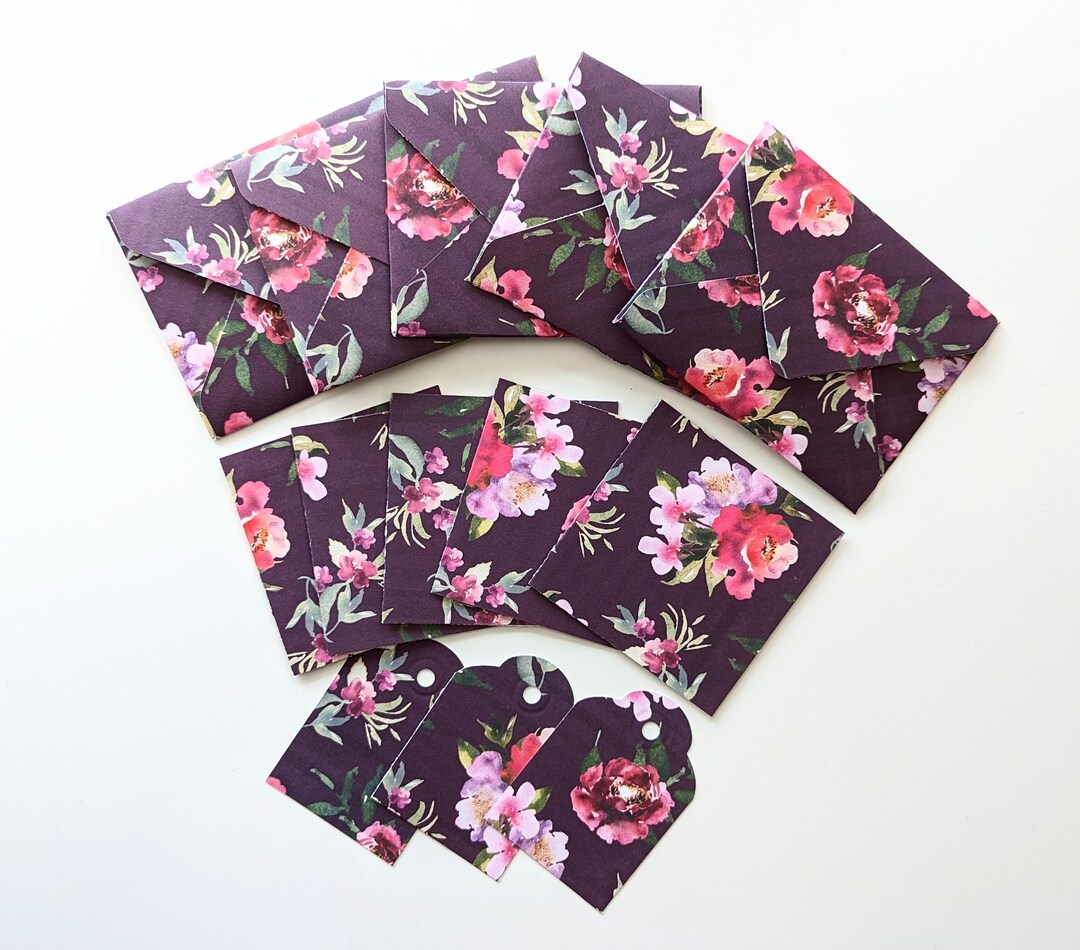 Set of Cards With Envelopes and Gift Tags Pink Florals - Etsy