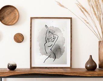 Seductive women watercolor painting, decor, original art, made by hand, gift, recycled paper