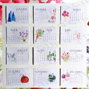 Plantable calendar 2026, wild flower seeds, calendar on white wild flower seed paper, plantable seed paper, watercolor art, plantable art