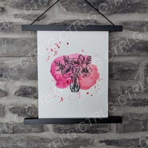Poppy flowers, botanical illustration, watercolor painting, decor, original art, made by hand gift