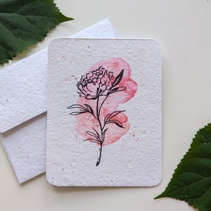 pivoine aquarelle sur papier à planter ou papier blanc aquarelle, bordures usées