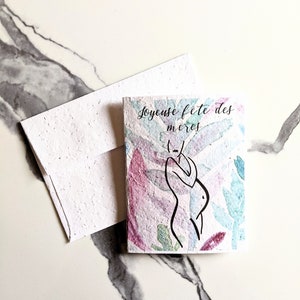 Carte de fête des mères, plantes aquarelles femmes enceintes sur papier de graines plantables ou papier blanc aquarelle, carte de fête des mères heureuse