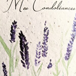 Sympathy card, watercolor lavender flowers on plantable seed paper or watercolor white paper, condolence card, my sympathies image 2