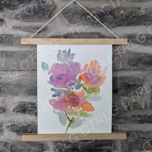 Soft watercolor flower bouquet painting, original art, made by hand, home gift, home decor, plant wall art decor