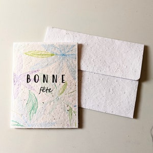 Tarjeta plantable sobre semillas de flores silvestres, tarjeta de cumpleaños, plantas de flores de lápiz pastel sobre papel de semilla blanco, tarjeta de deseos de feliz cumpleaños