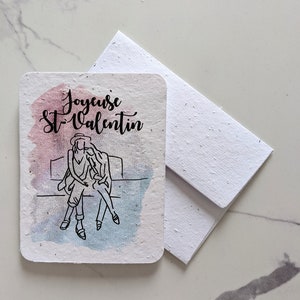 Couple de femmes sur du papier à graines à planter ou du papier blanc aquarelle, mère et fille, sœurs, meilleur ami Saint-Valentin