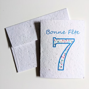 Enveloppe de carte plantable graines de fleurs sauvages, confettis numéro d’aquarelle sur papier à graines blanc, carte d’anniversaire, carte d’anniversaire, carte d’âge