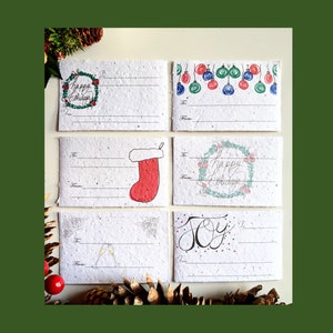 Étiquettes-cadeaux de Noël à planter avec dessin festif de bas, ornement, six étiquette-cadeau de vacances, étiquette de nom, étiquette de nom cadeau fleur sauvage