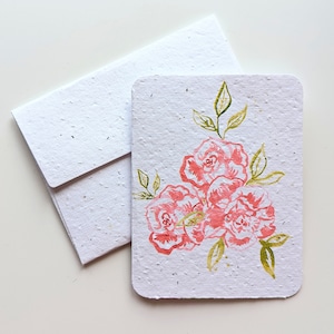 Aquarelle de roses sauvages sur papier à planter ou papier blanc aquarelle, bordures usées