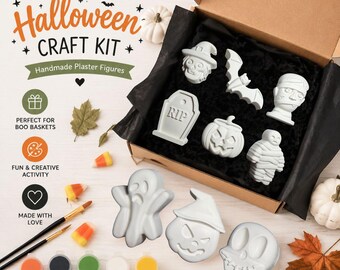 Halloween Paint Kit for Kids | Paint Your Own Plaster Craft | DIY Halloween Craft Activity | Boo Basket Stuffer | Halloween Party Favor