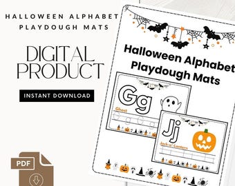 Halloween Alphabet Playdough Mats A–Z | Preschool Fine Motor Activity | ABC Play Dough Cards | Printable PDF