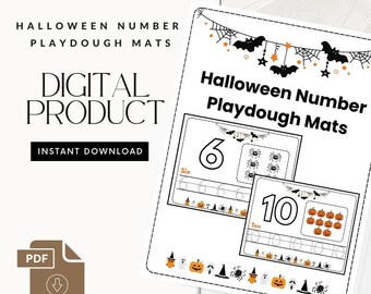 Halloween Number Playdough Mats 1–20 | Preschool Fine Motor Activity | Printable PDF