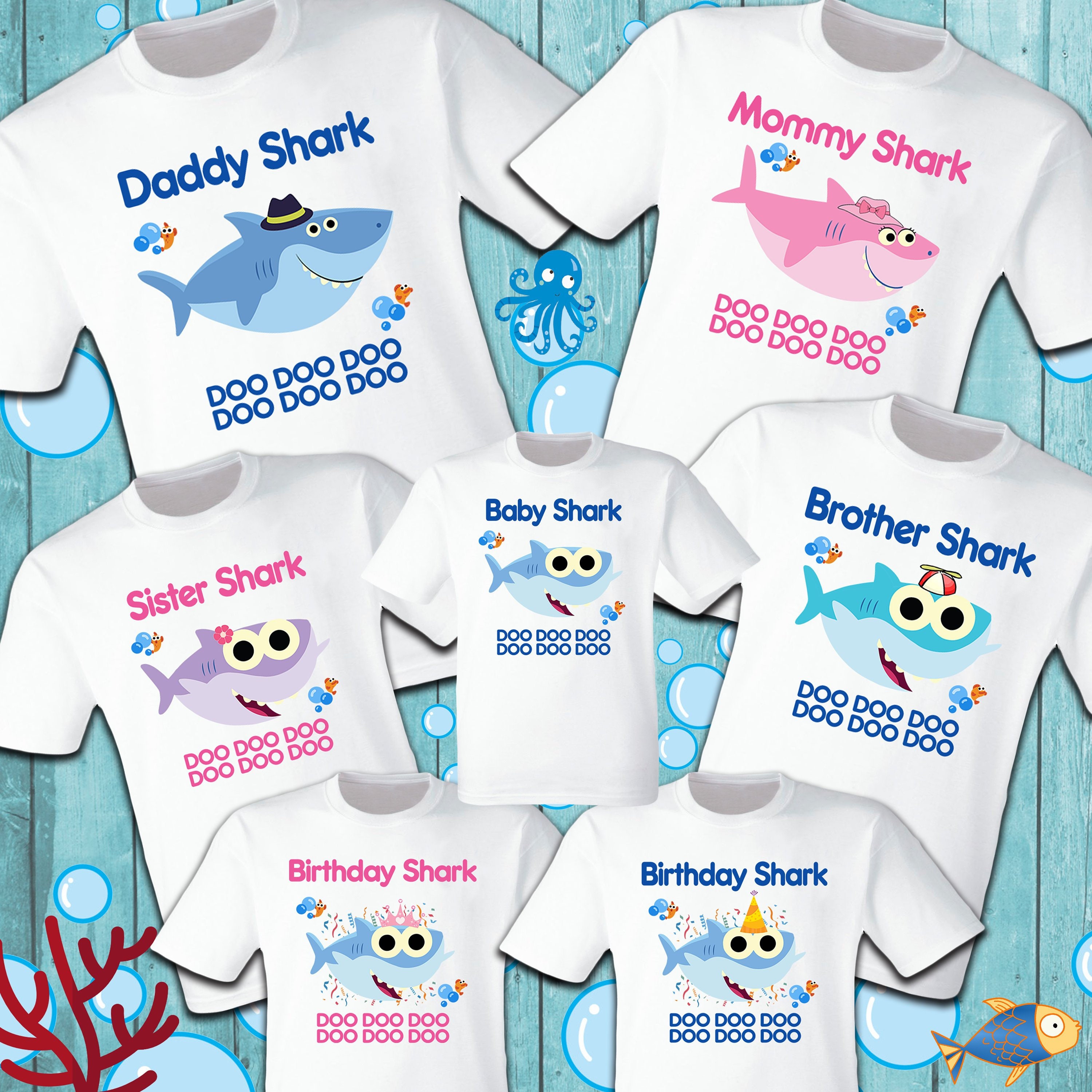 Baby Shark T Shirts Party Family Birthday Son Dad Sister Mom Etsy