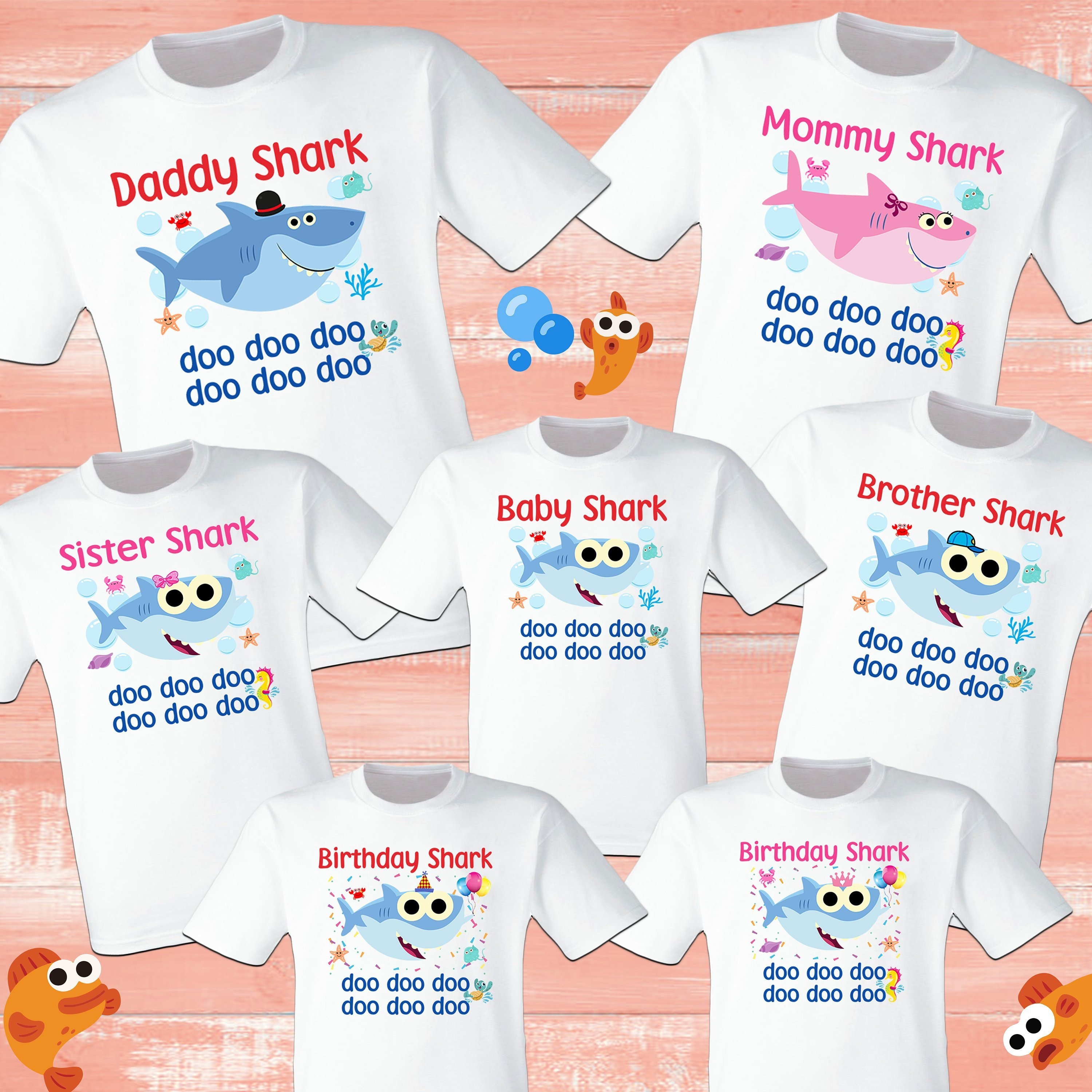 Baby Shark T Shirts Party Family Birthday Son Dad Sister Mom Etsy