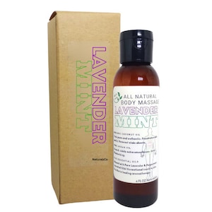 All Natural Aromatherapy | Lavender Mint | Relax Massage Oil | Essential Oil Blend | Coconut Oil | Soothing Therapy | NaturalzCo 4 FL OZ