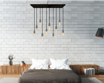 Pendant Light Reclaimed Wood Chandelier - Grey Rustic Chandelier - Urban Chandelier - Modern Wooden Dining chandelier - Copper Chandelier