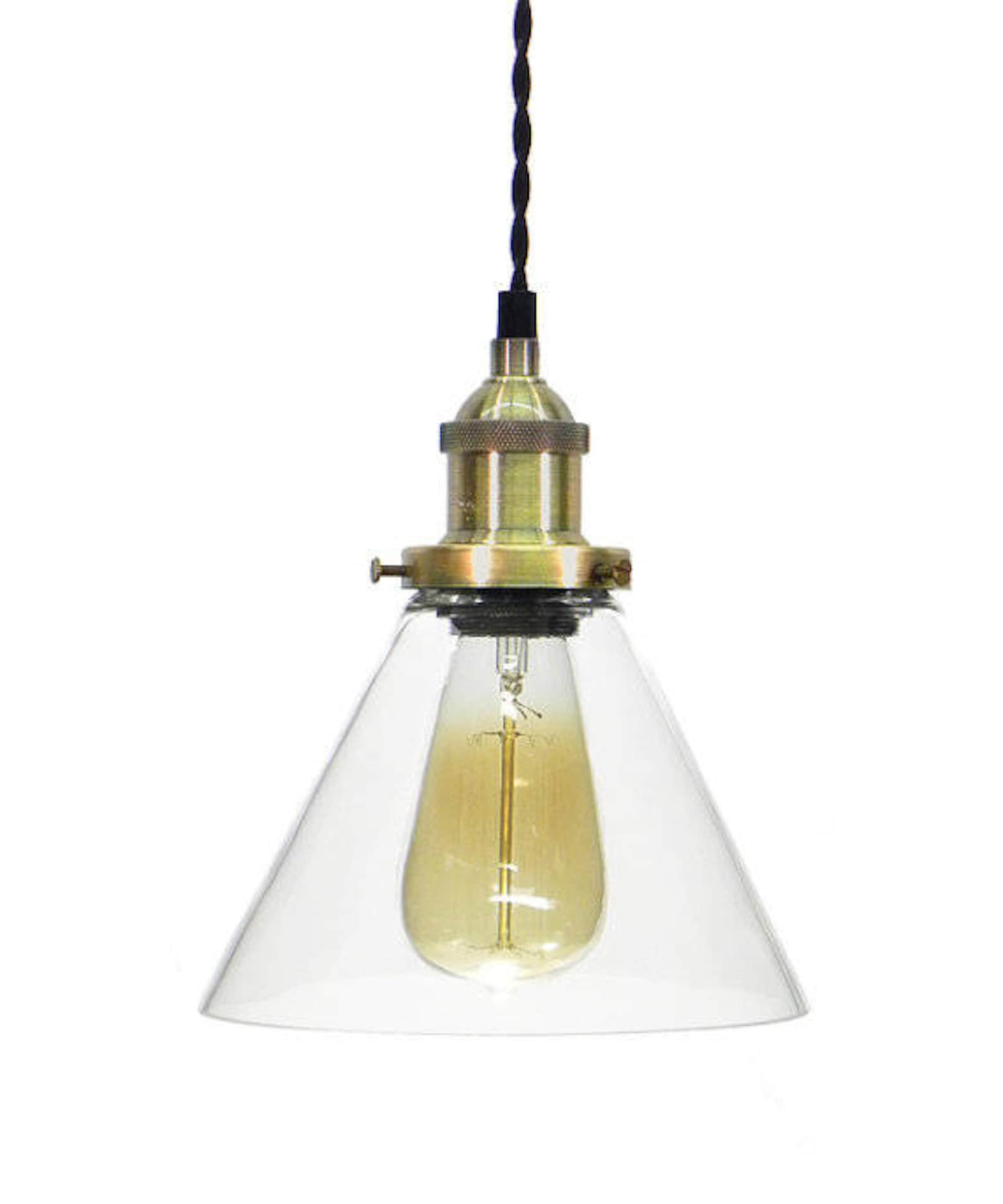 Plug in Glass Cone Shade Pendant Light - Plug in Lamp - Custom Design ...