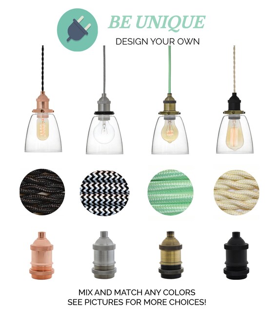 Cable Light Fixture Colored Glass
