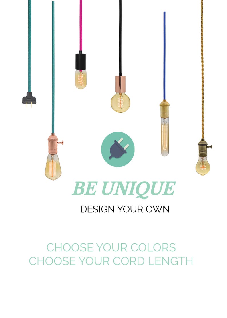 Plug in Pendant Light Design Your Own Any Custom Lengths and Colors image 1