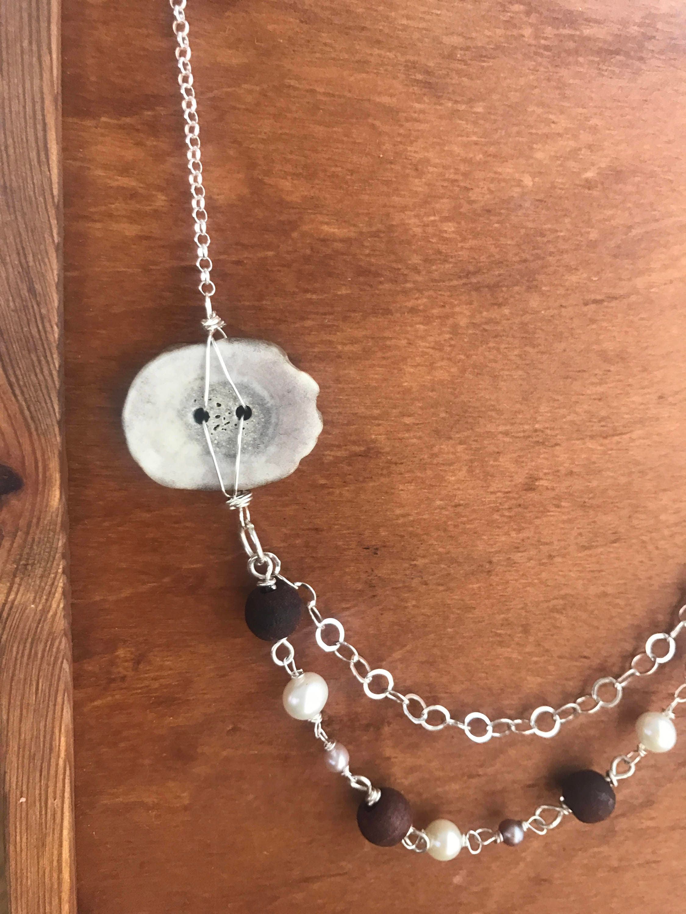 【CHIEKO+】rhythm pearl necklace Wholesale Women Personality Silver Irregular Pearl Necklace