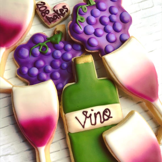 Merlot Wine Chardonnay Party Lover Decorated Sugar Cookies Etsy