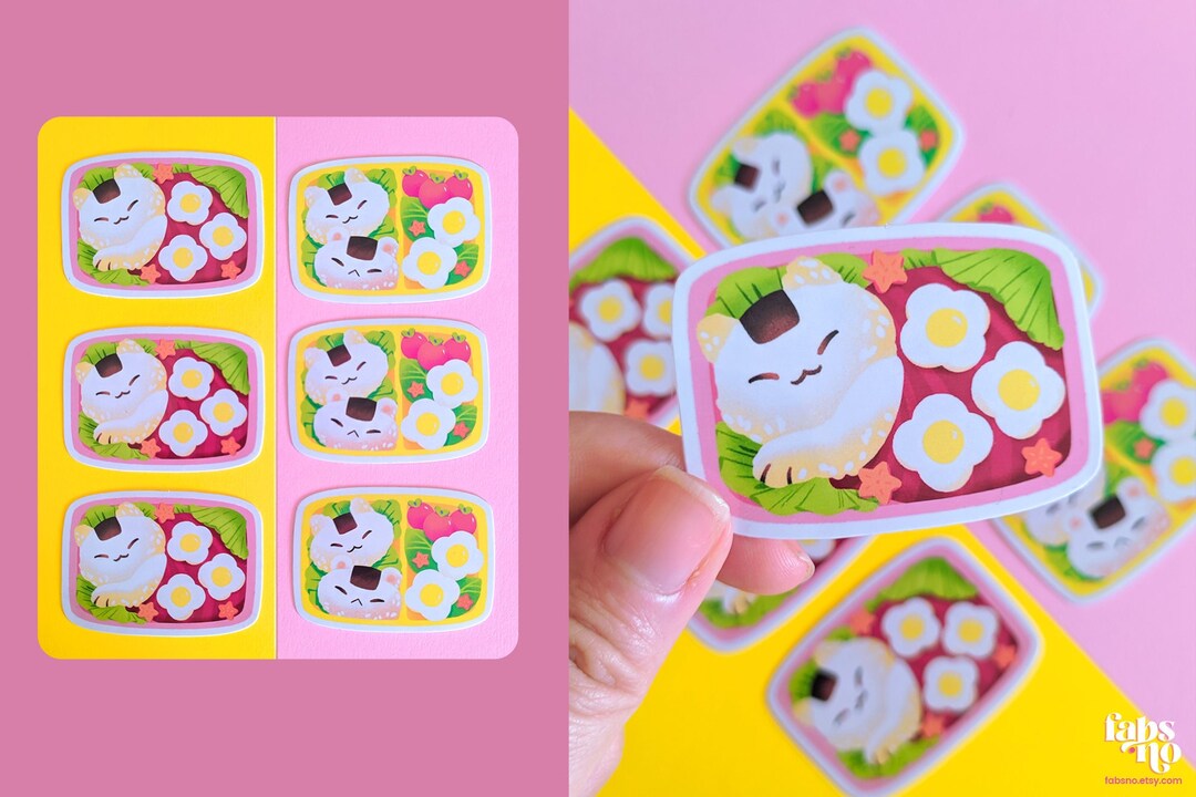 Bento Box Vinyl Stickers of Two Cute Bento Boxes Full of - Etsy