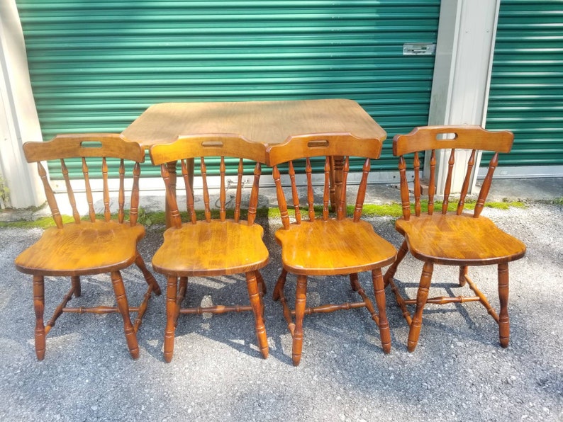 Colonial Style Expandable Kitchen Table W/ 4 Chairs Etsy
