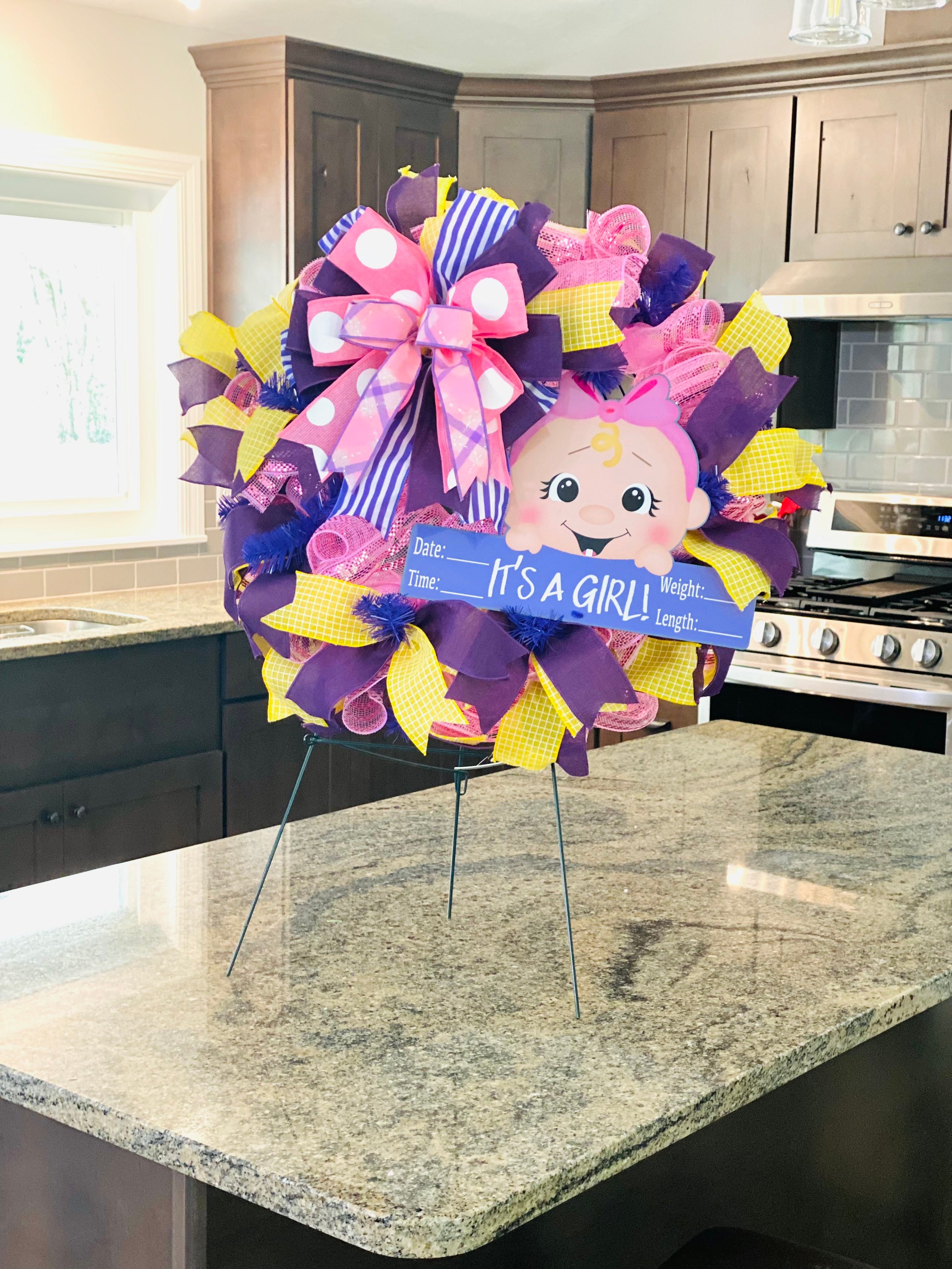 Baby girl wreath for front door baby shower decor baby Etsy