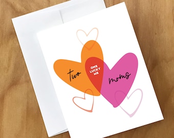 Two Moms One Lucky Me Greeting Card (MMSDY5CRD)