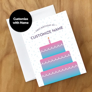 Cartão de primeiro aniversário para mudança de nome de transgênero (BDAY11CRD)
