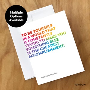 LGBTQ+ Coming Out Greeting Card (Ralph Waldo Emerson Quote) (ENC10CRD)