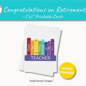 Teacher Retirement, Retirement Card, Digital Download, Greeting Card, Retirement Gifts, Thank You Card, Retirement, Instant Download,Teacher