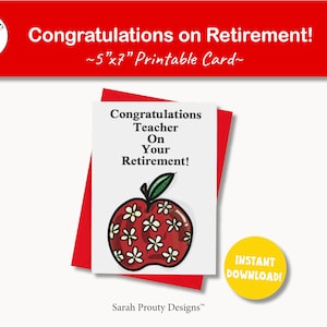 Teacher Retirement, Retirement Card, Digital Download, Greeting Card, Retirement Gifts, Thank You Card, Retirement, Instant Download,Teacher